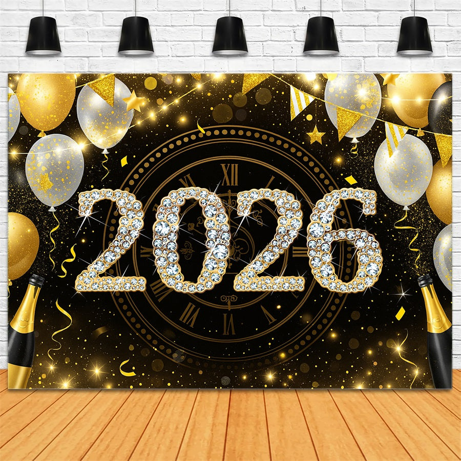 2026 Neujahrs-Hintergrund Luftballons Mitternachts-Countdown Frohes Neues Jahr-Hintergrund LXX510-8