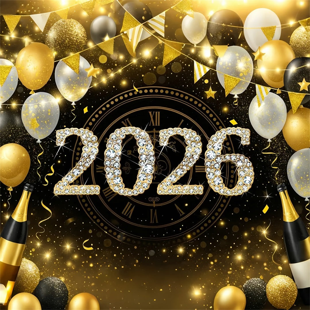 2026 Neujahrs-Hintergrund Luftballons Mitternachts-Countdown Frohes Neues Jahr-Hintergrund LXX510-8