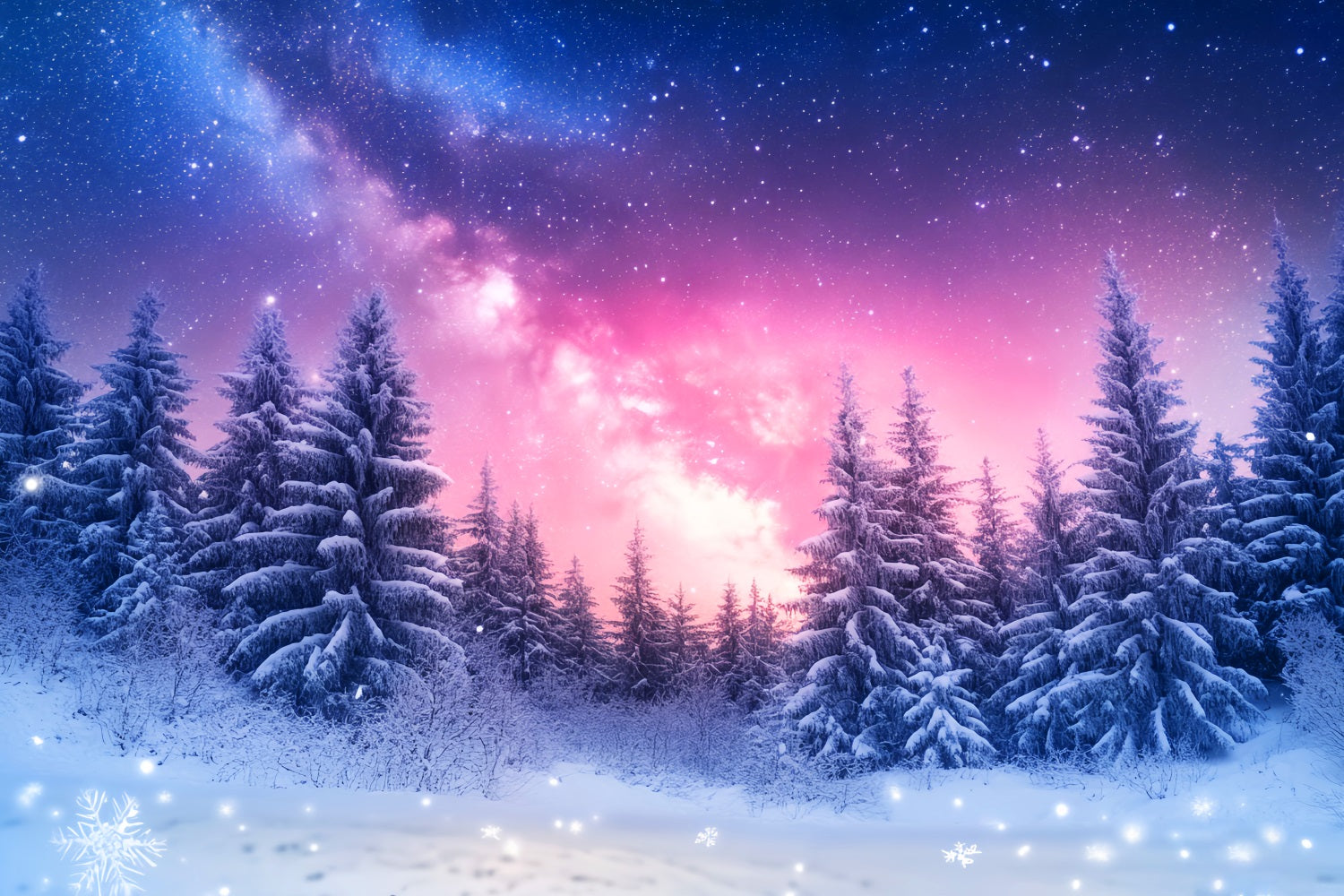 Winterhimmel-Hintergrund Galaxie Schnee Kiefernglühen Winterfotografie-Hintergründe LXX510-96