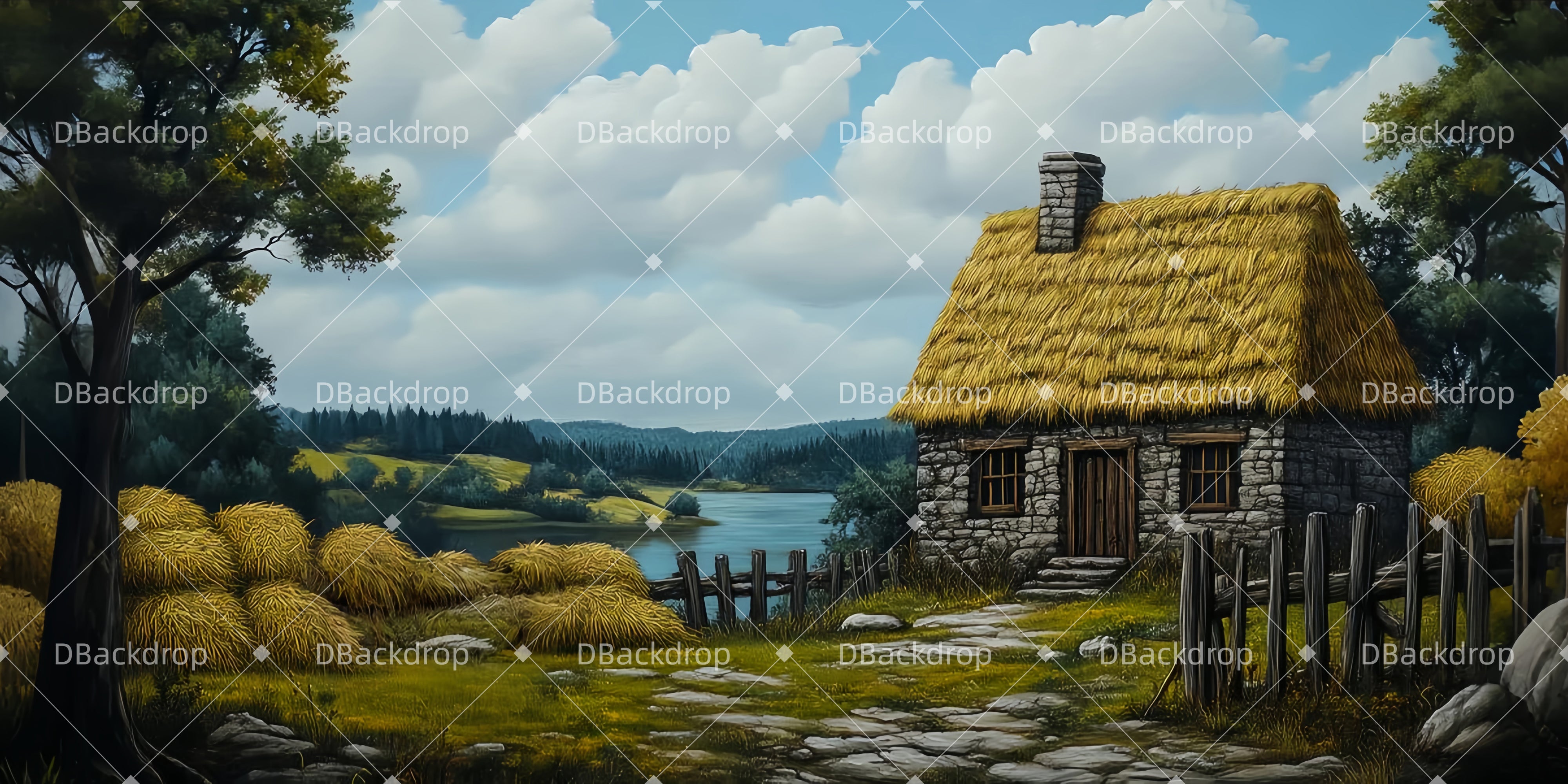 Theater Backdrops Hütte am See Theater gardinen LXX510-T57