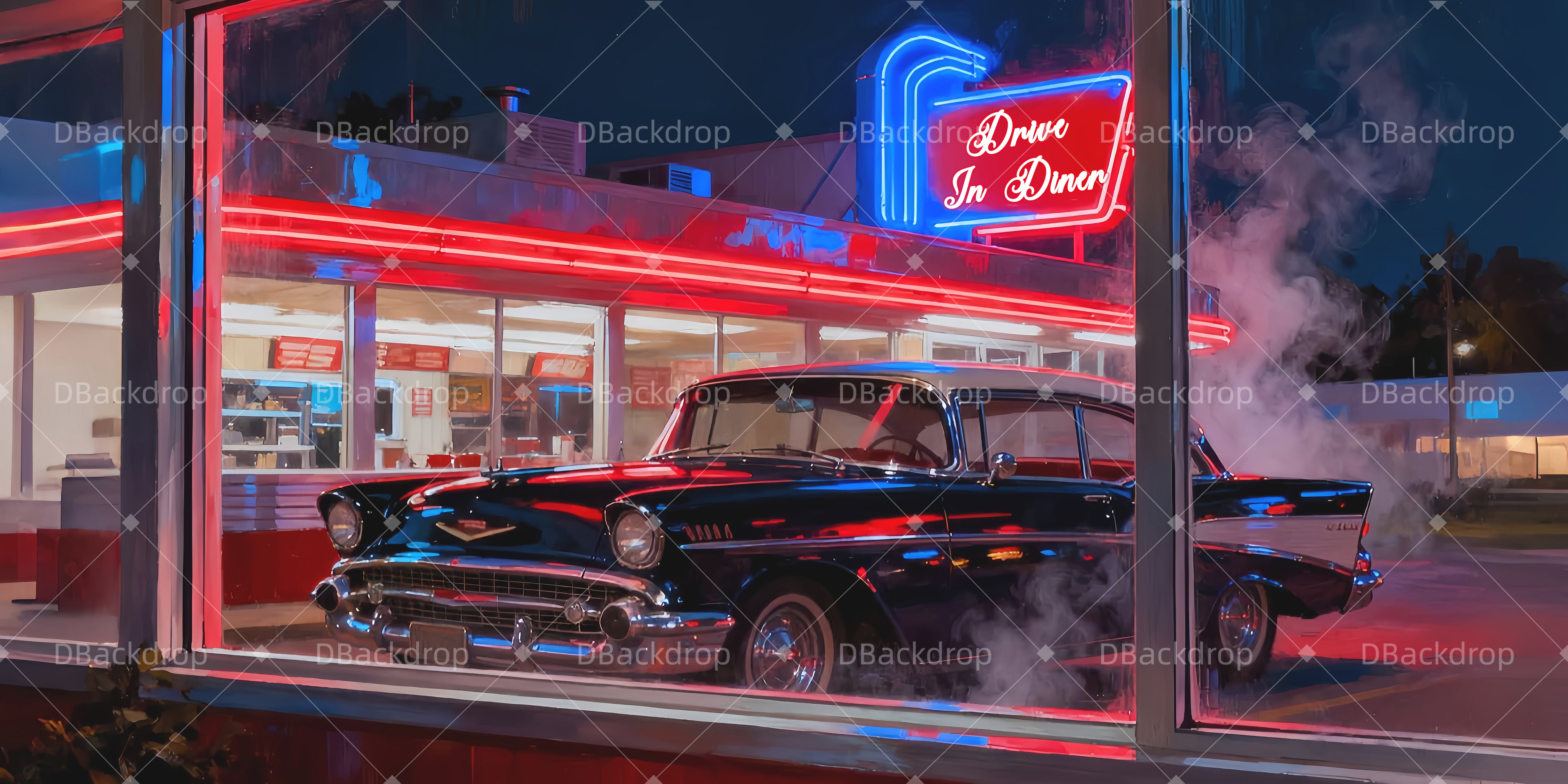 Theater Backdrops Drive-in-Restaurant Theaterbühne mit Vorhang LXX510-T7