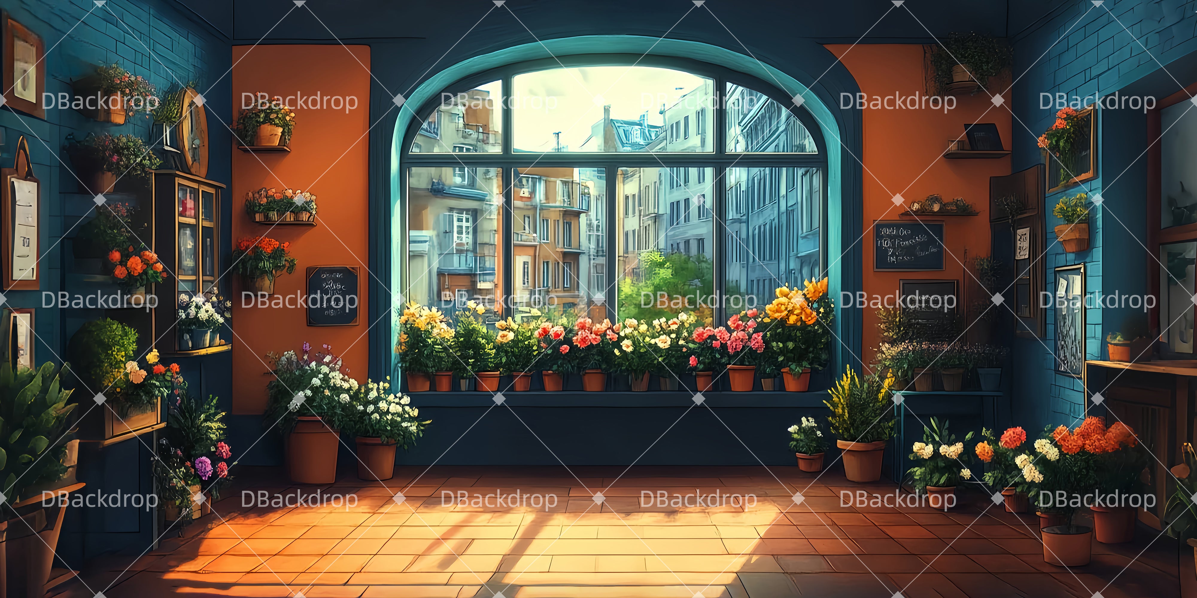 Theaterbühne Vorhang Blumenladen – Innenansicht Theater Vorhang auf LXX511-T10