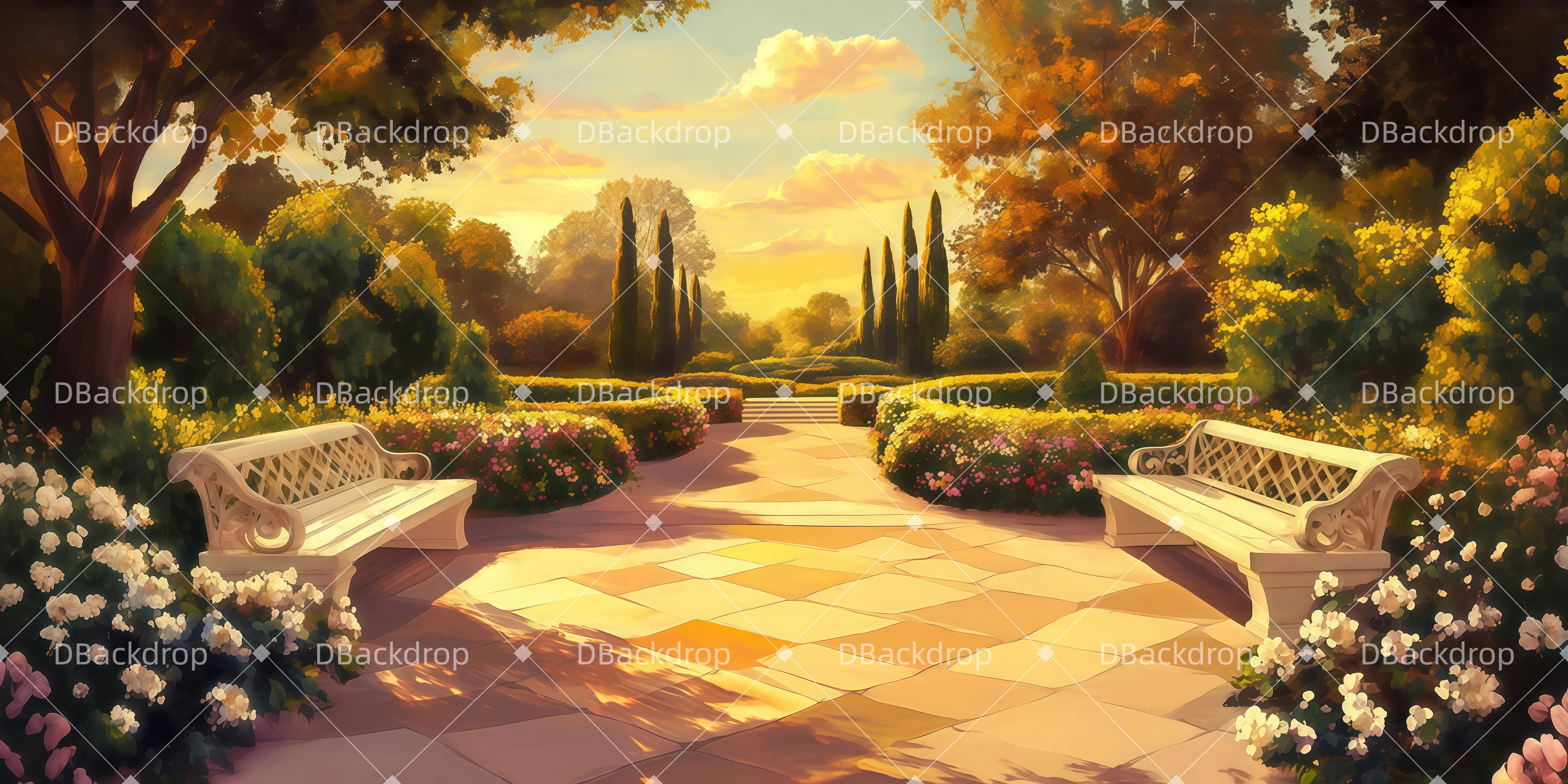 Theater Vorhang bild Sonniger Gartenweg Backdrop Theater LXX511-T118