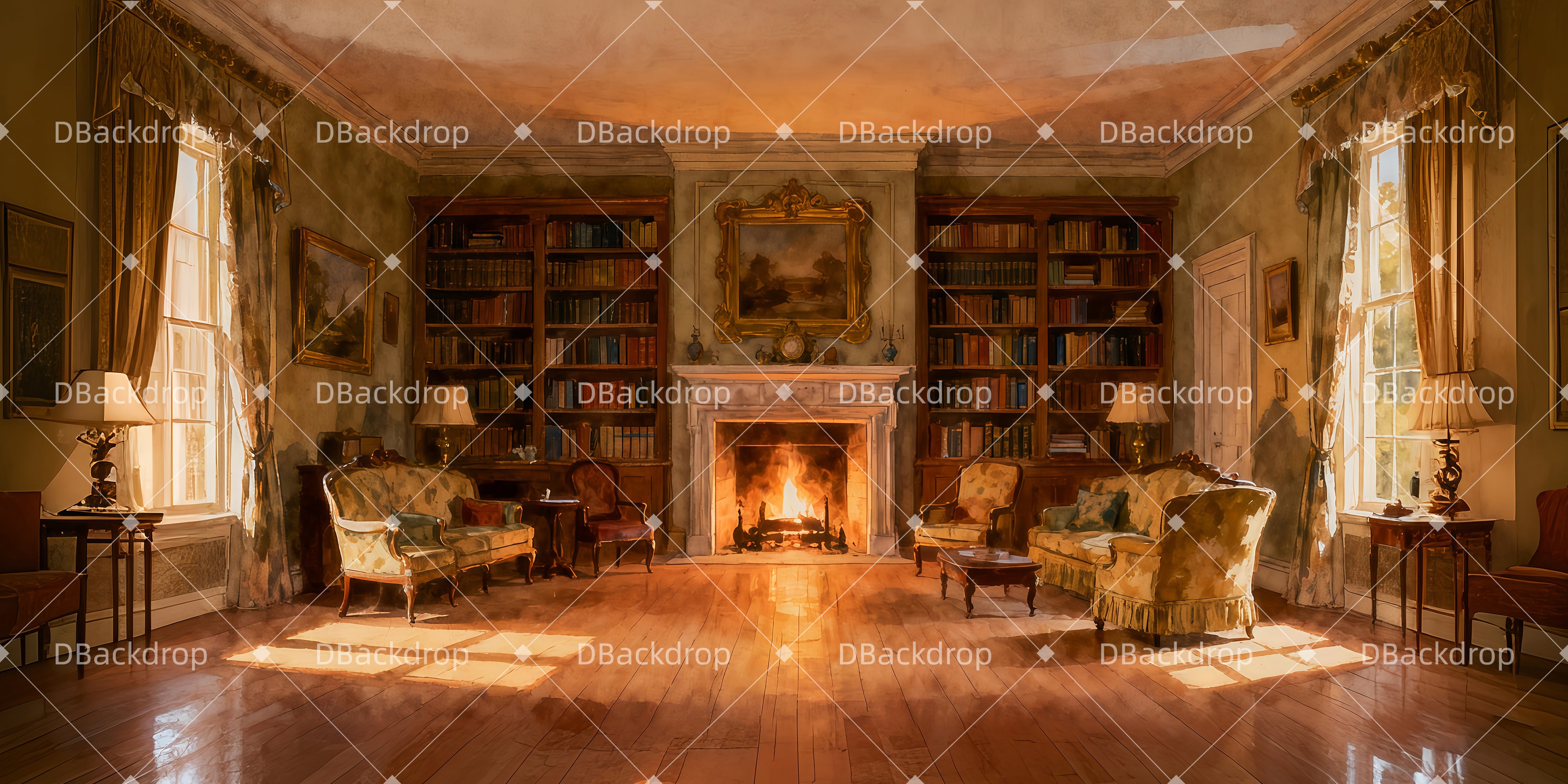 Bühne Theater Vorhang Klassische-Herrenhaus-Lounge Theaterwand LXX511-T51