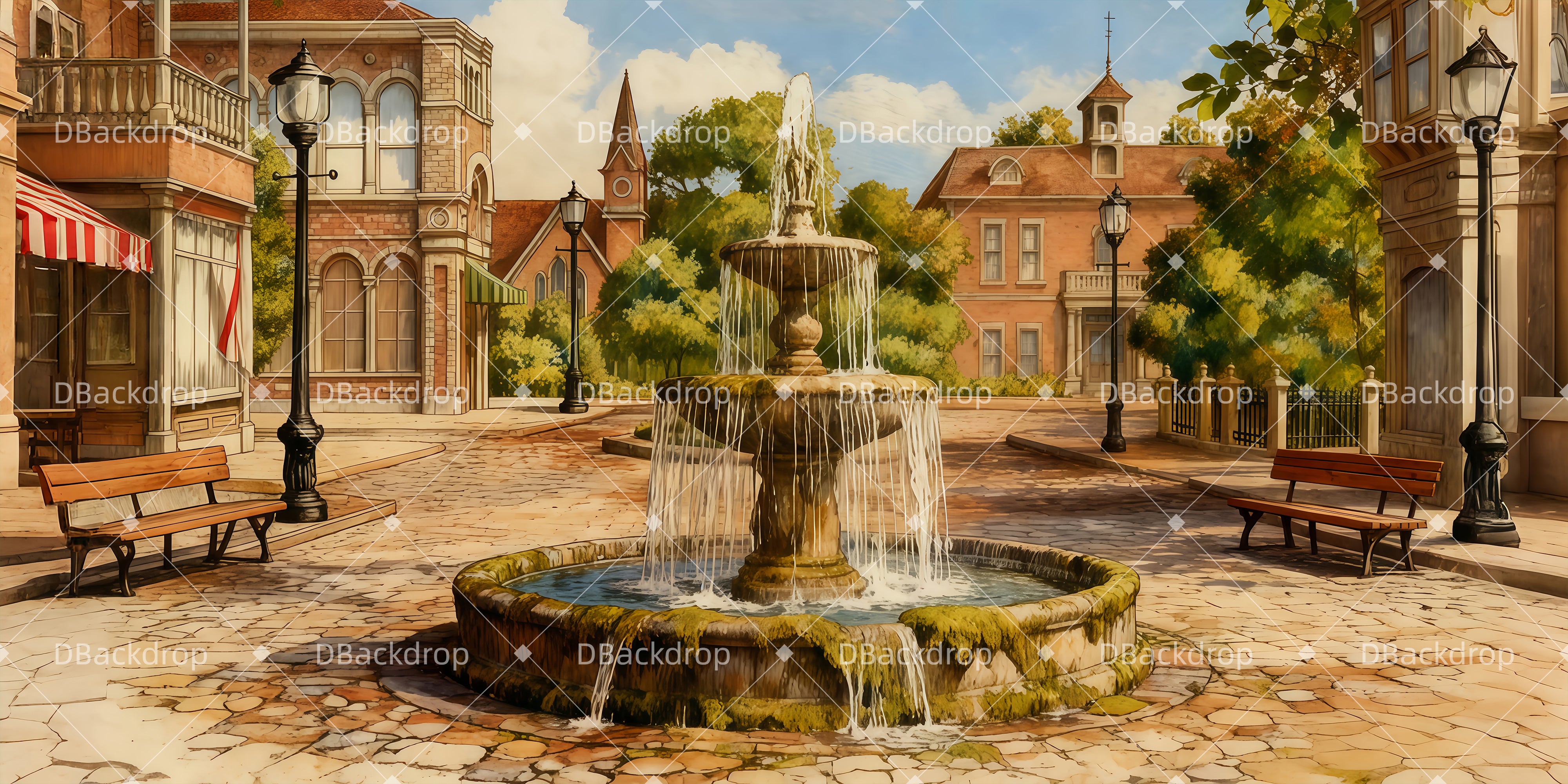 Vorhang Theaterbühne Vintage-Straßenplatz Theatervorhang stoff LXX511-T69