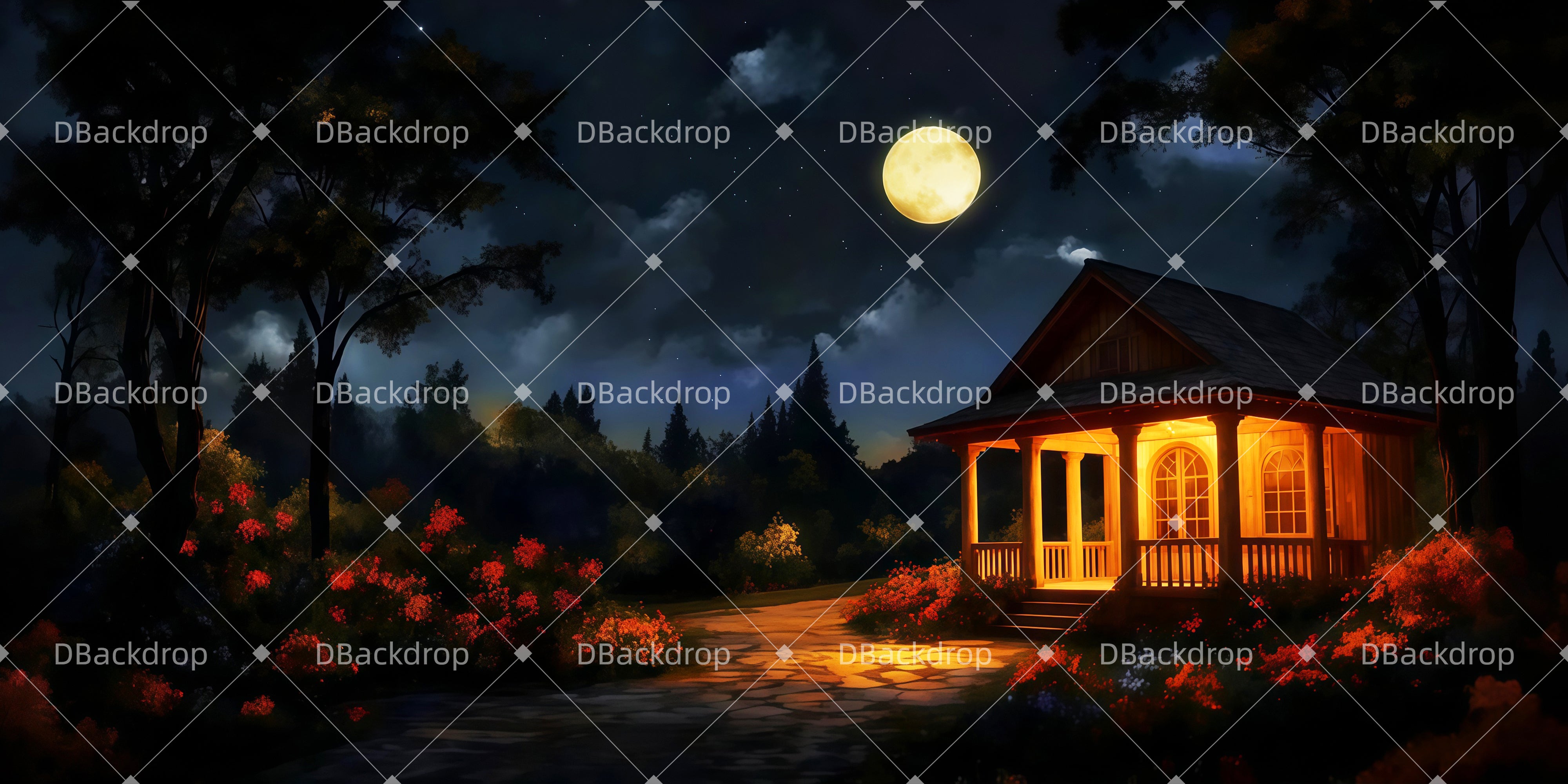 Bühne Theatervorhang Nachtgartenhaus Theatervorhang samt LXX511-T75