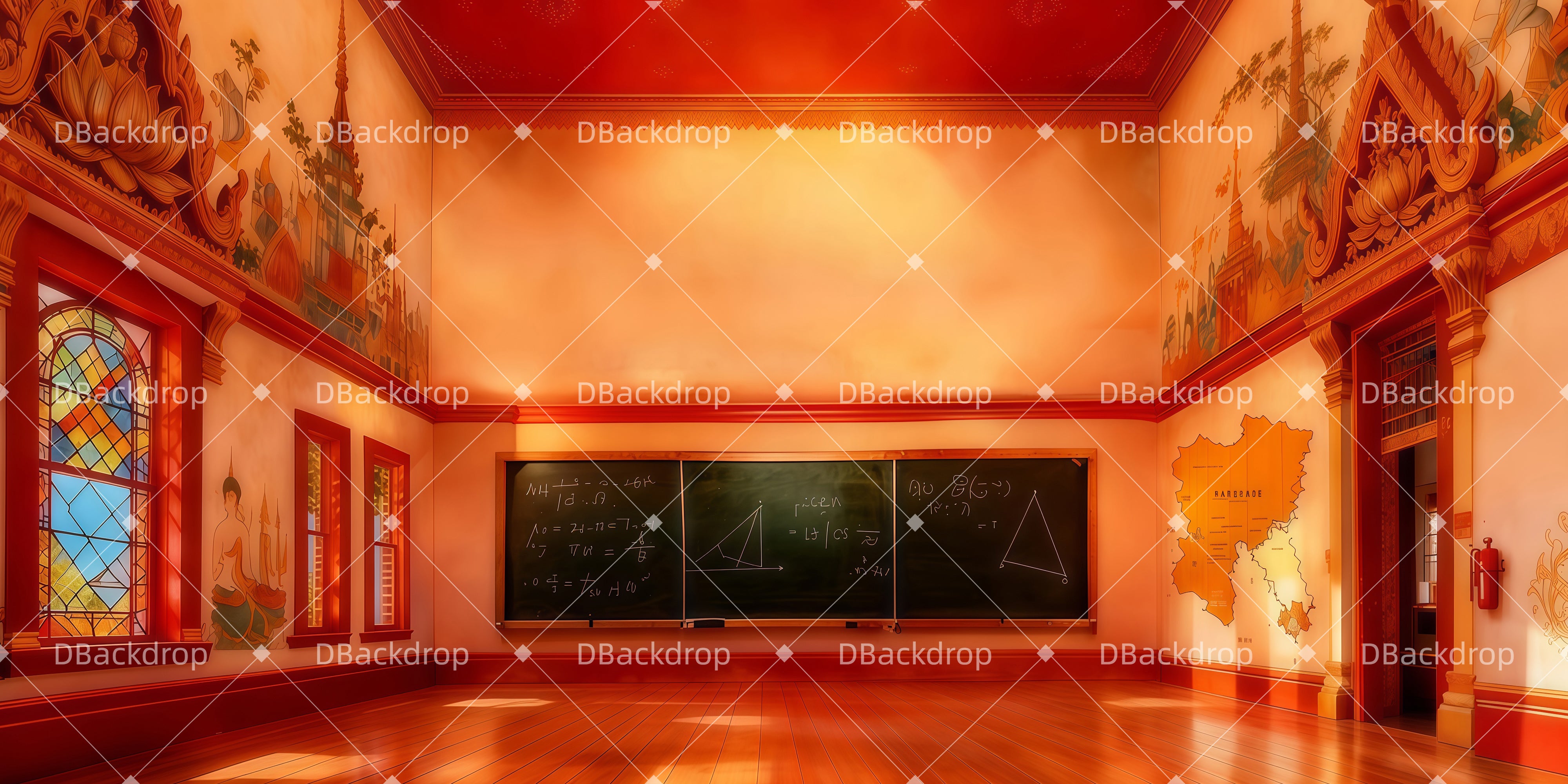 Vorhang Theaterbühne Das Schloss-Schulzimmer Theatervorhang samt LXX511-T96