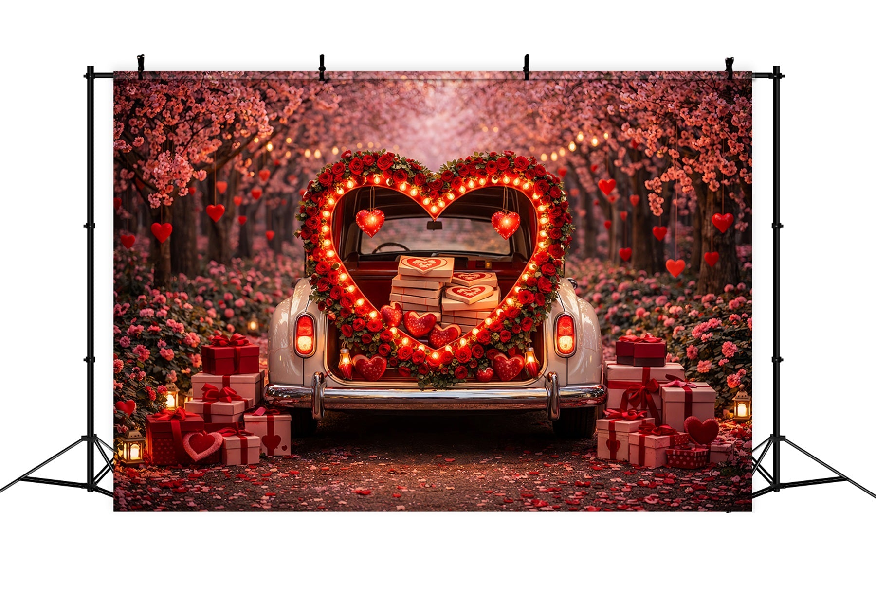 Geschenkbox Valentinstag-Hintergrund Herz-Kofferraum Blüte Rote Rosen Herz-Hintergrund LXX512-100