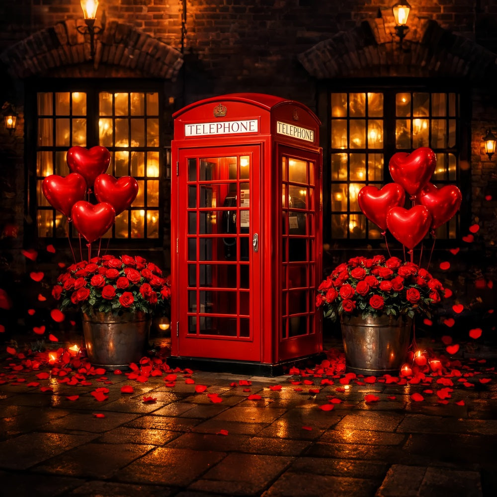 Herz-Ballon-Hintergrund Rote Telefonzelle Rote Rosen Hintergrund LXX512-101
