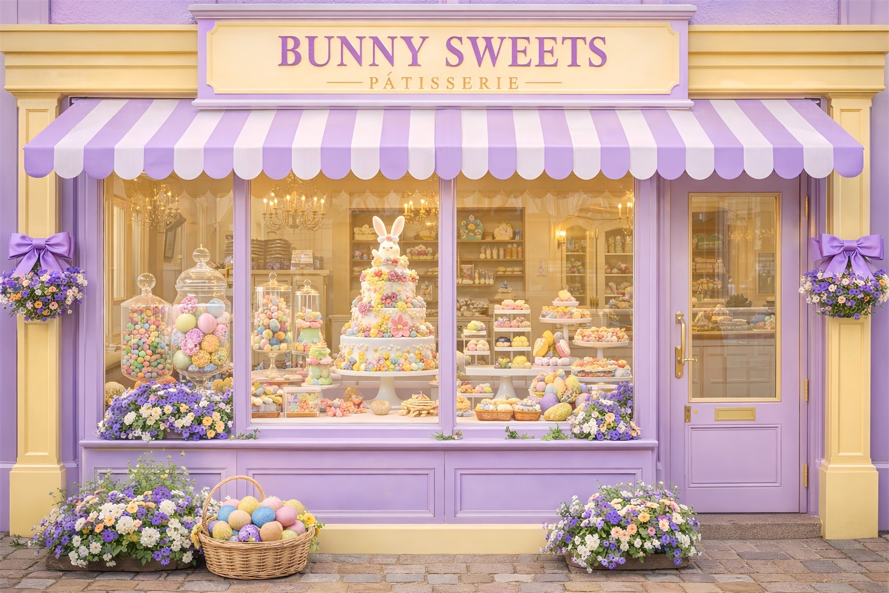Frohe Ostern Hintergrund Hase Süßigkeiten Süßwarenladen Osterei Hintergrund LXX512-108