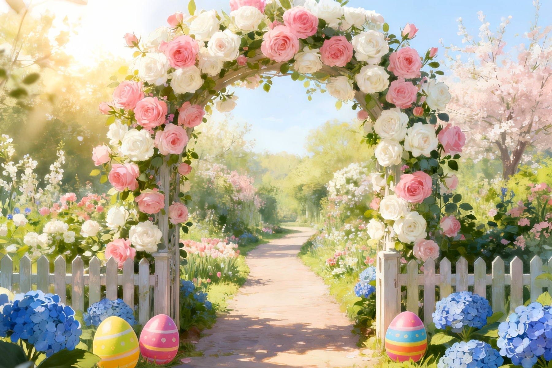 Ideen für Oster-Hintergründe Rosenbogen-Weg Osterblumen-Hintergrund LXX512-116