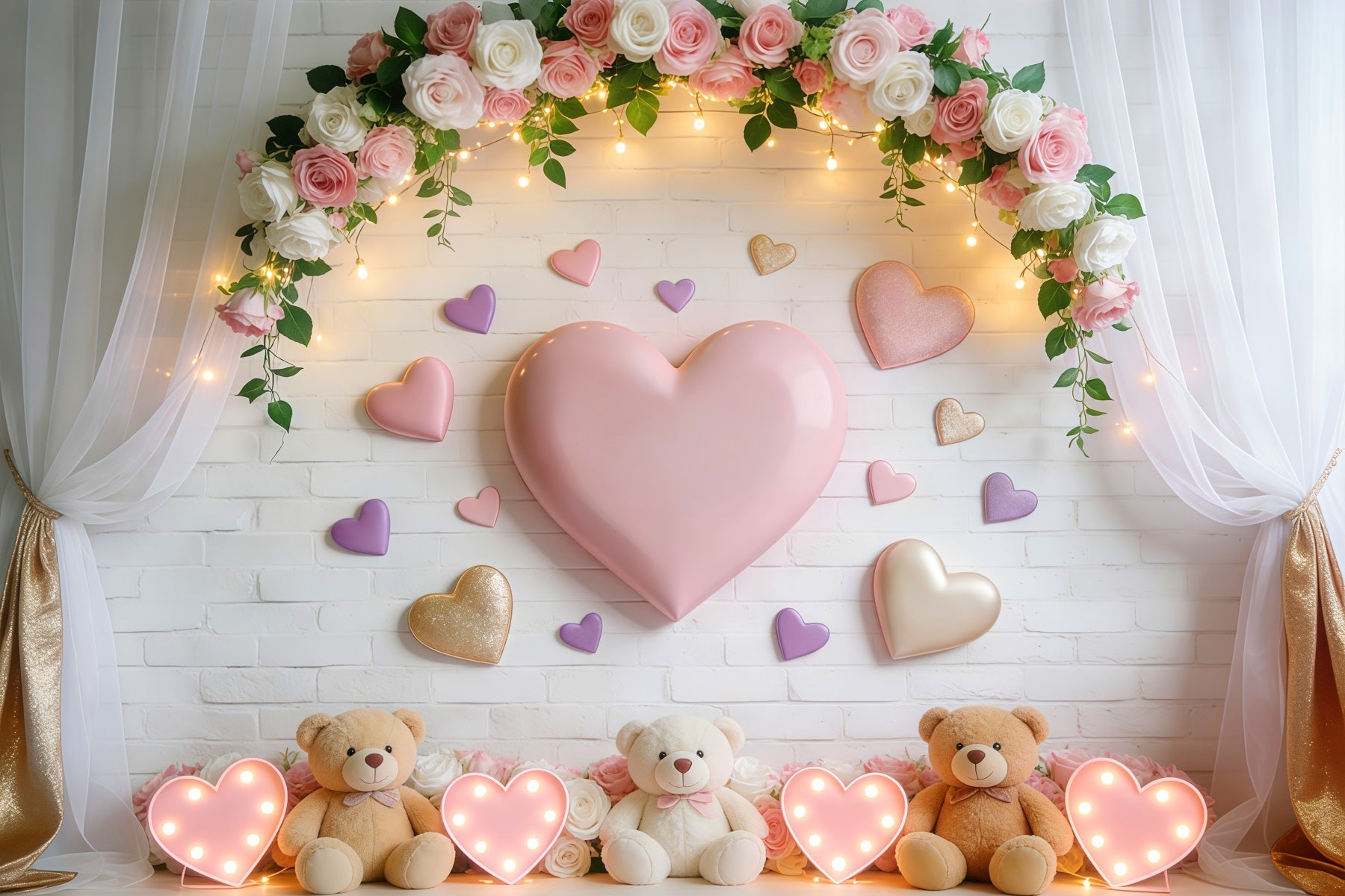 Liebeshintergründe Süßes Herz Teddybär Leuchtender romantischer Hintergrund LXX512-145