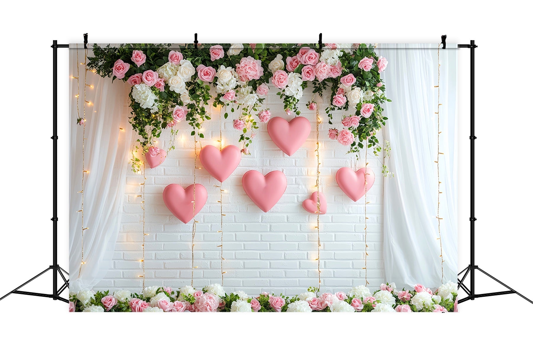 Romantischer Hintergrund Blumenherz Hängelichter Kranz Valentinstag-Hintergrund LXX512-150