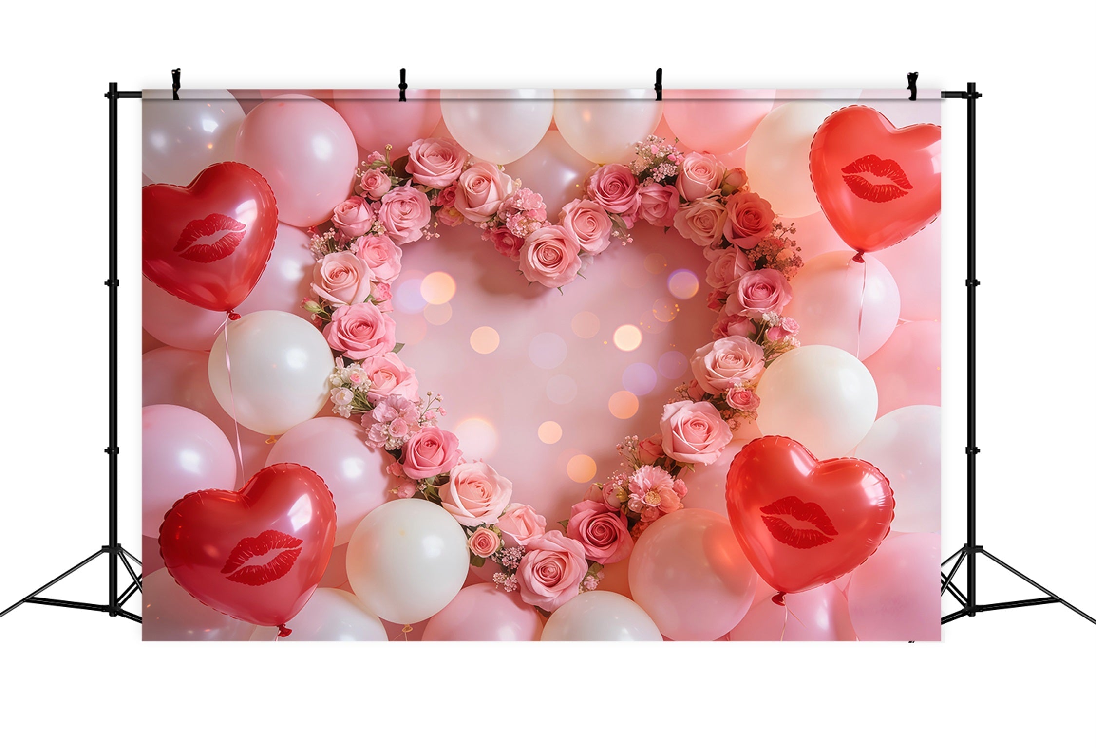 Herzballon-Hintergrund Blush Rose Herzkränze Valentinstag-Hintergrund LXX512-159