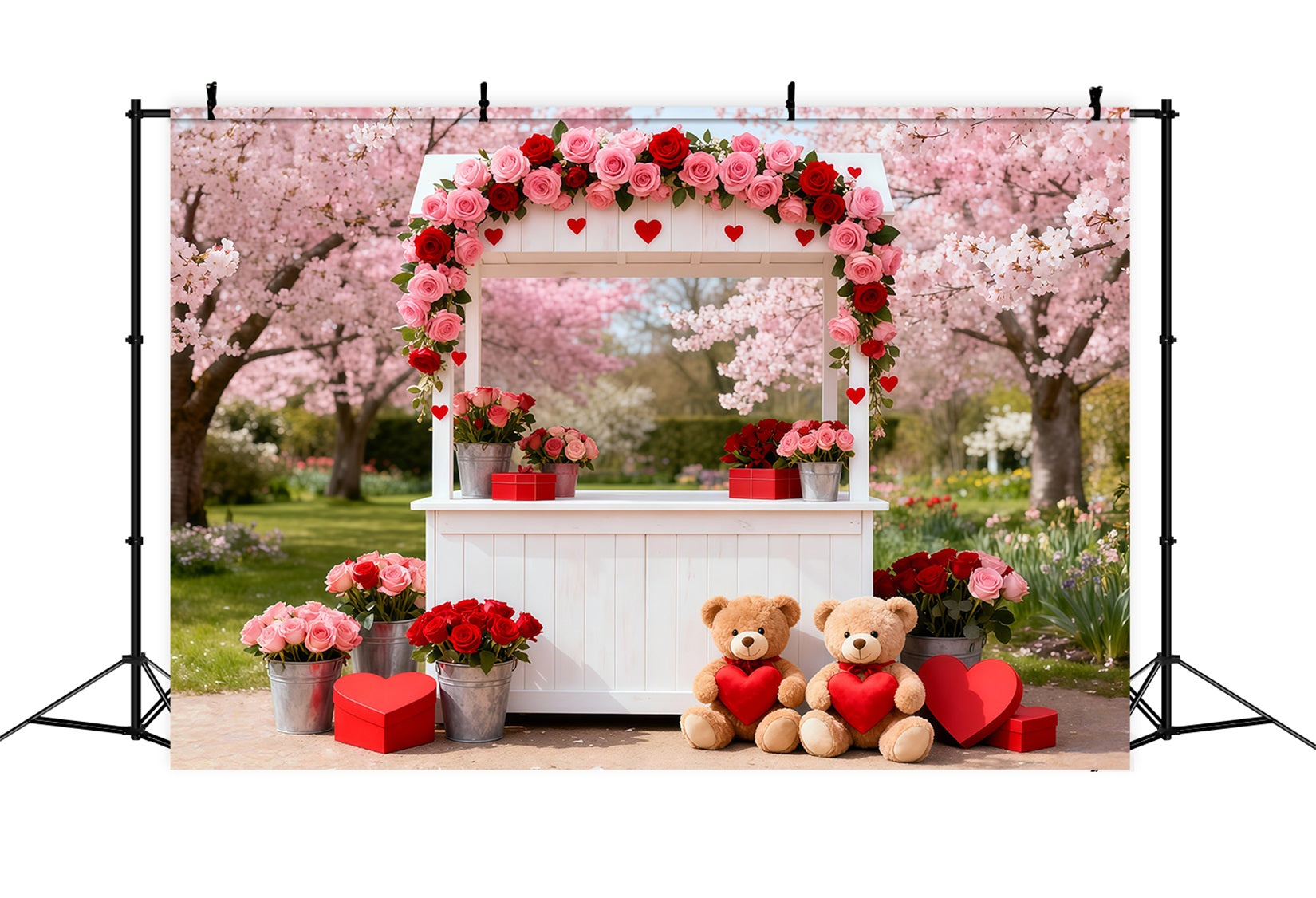 Valentinstag-Hintergrundideen Kirschblüten-Liebesbude Romantische Hintergründe LXX512-160