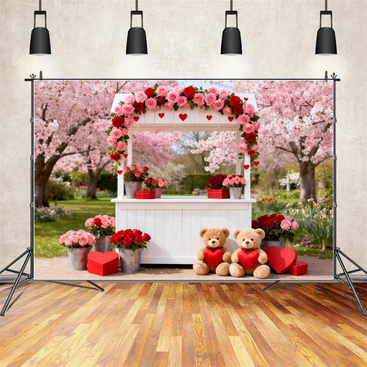 Valentinstag-Hintergrundideen Kirschblüten-Liebesbude Romantische Hintergründe LXX512-160