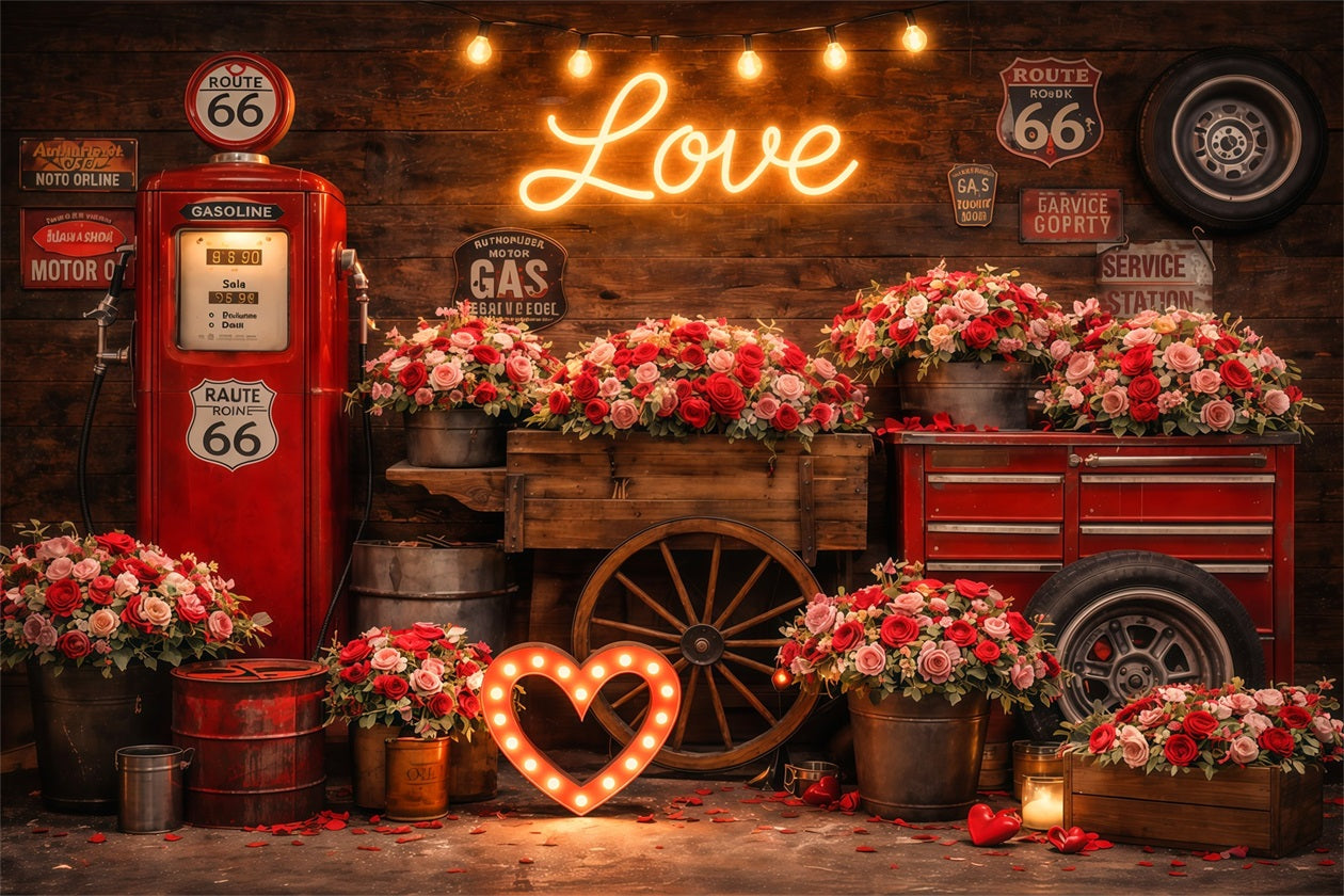 Valentinstag-Fotokulisse Vintage-Liebe-Garage Rosen-Liebe-Kulissen LXX512-176