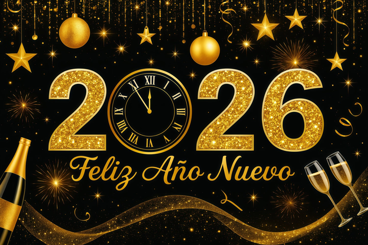 Neujahrshintergrund Goldener Glitzer Countdown Champagner Glitzer Hintergrund LXX512-20