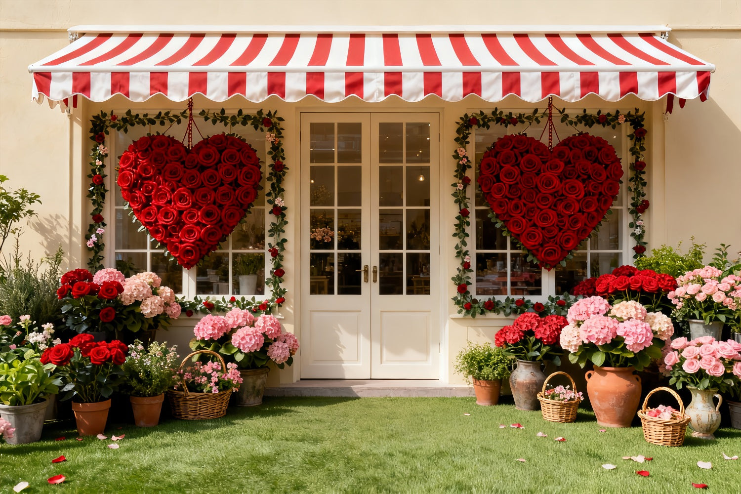 Rosenherz-Hintergrund Herzgarten Ladenfront Rosen Romantischer Hintergrund LXX512-49
