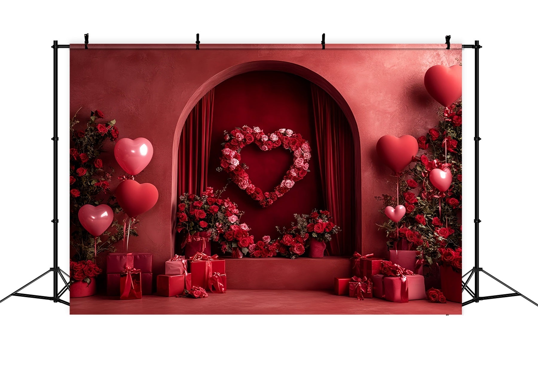 Rote Rosen Hintergrund Liebesherz-Bogen Nische Herz-Ballon-Hintergrund LXX512-59