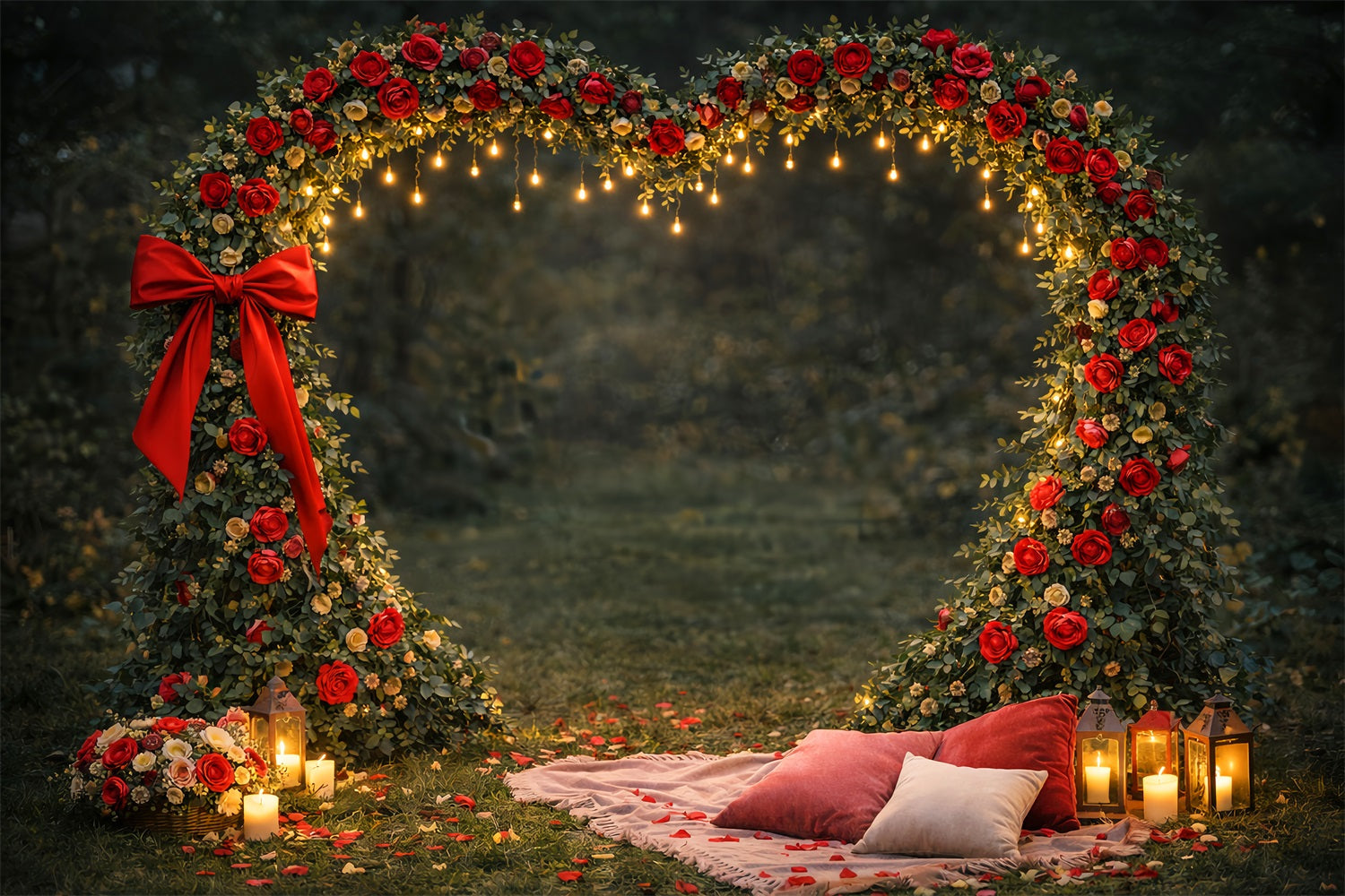 Blumenherz-Hintergrund Garten im Freien Romantik Rote Rosen-Hintergrund LXX512-92