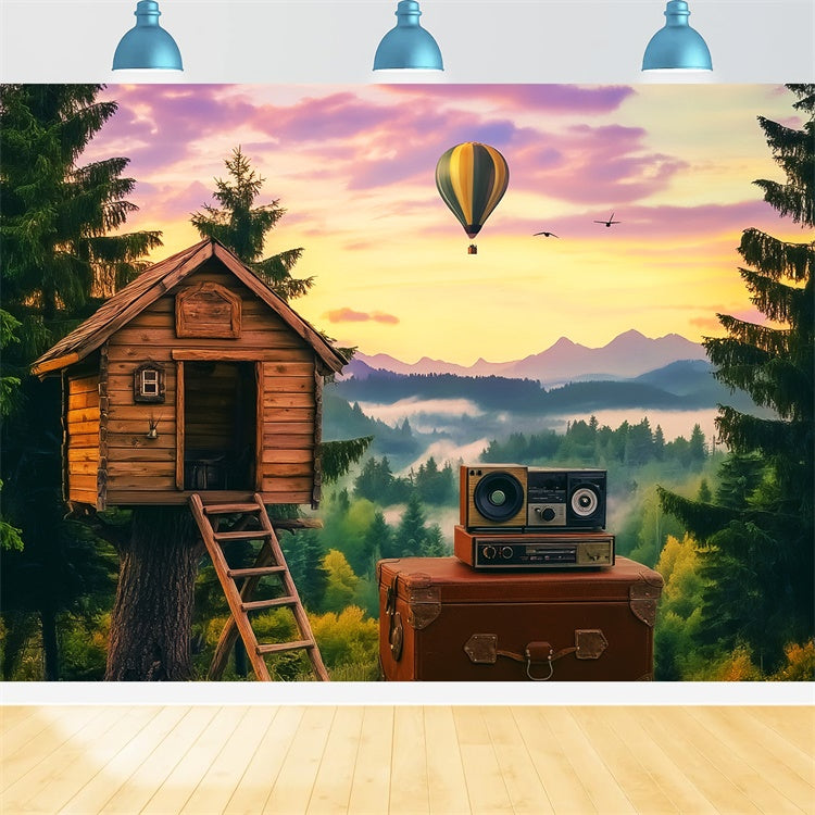 Backdrop Wald Pine Ridge Ballonfahrt Backdrop LXX57-135