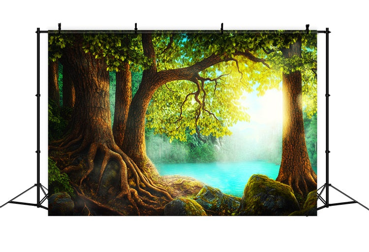 Backdrops Wald Alter Baum Ruhige Gewässer Backdrop LXX57-136