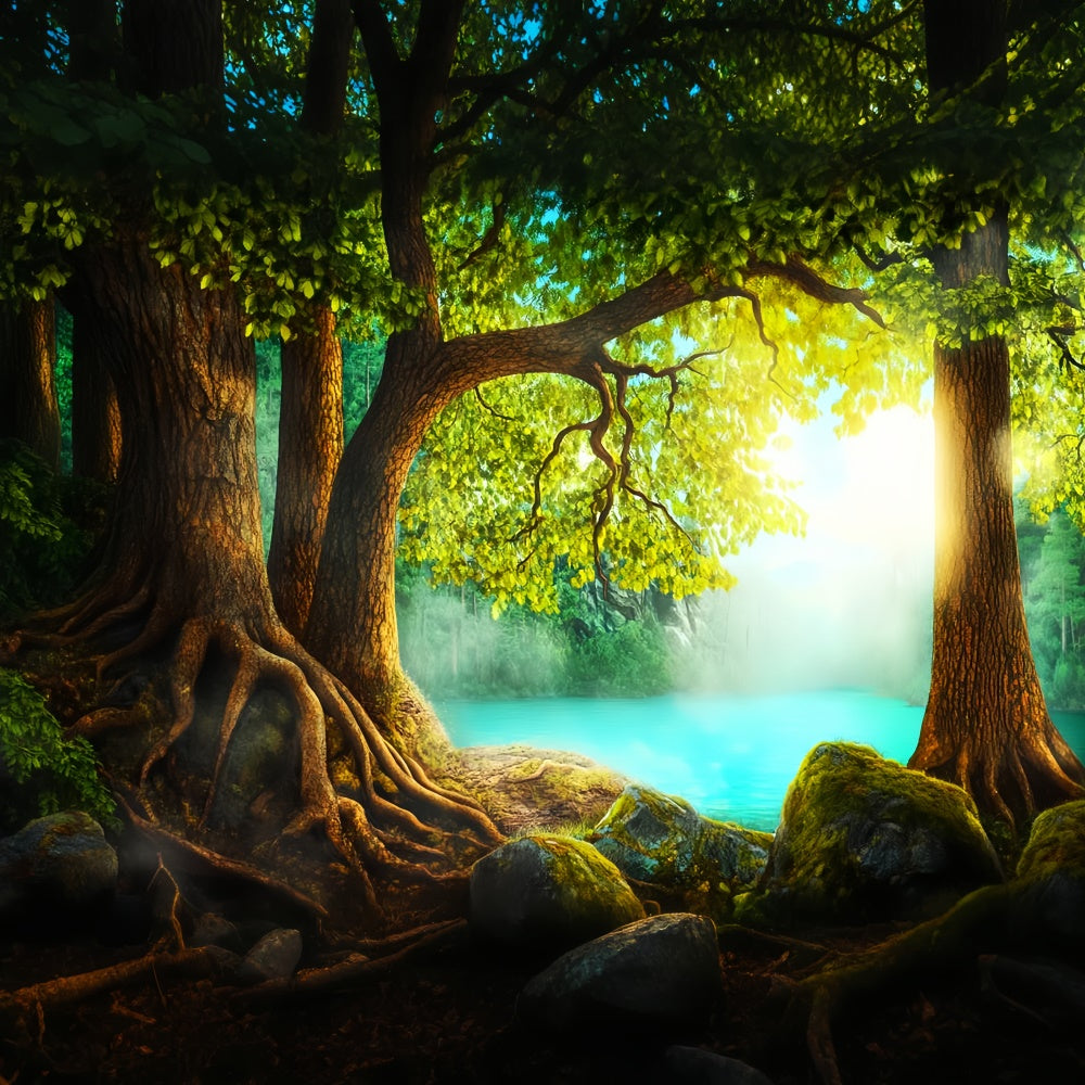 Backdrops Wald Alter Baum Ruhige Gewässer Backdrop LXX57-136