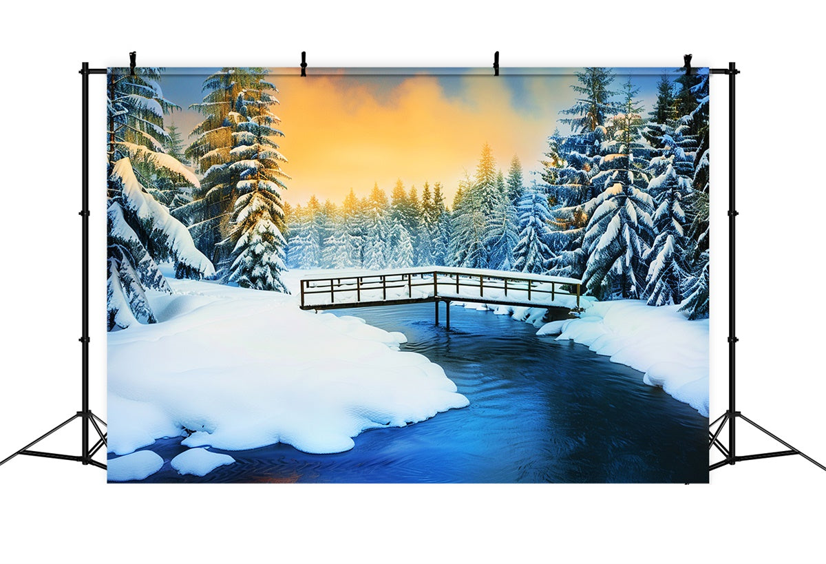 Schneebedeckter Wald Kulisse Frosted Pines Glow Kulisse LXX57-137