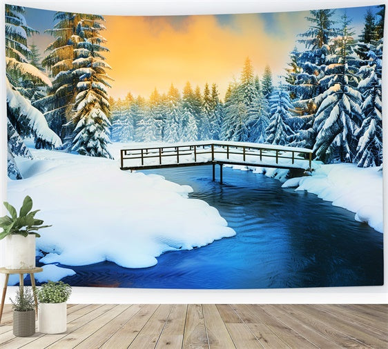 Schneebedeckter Wald Kulisse Frosted Pines Glow Kulisse LXX57-137