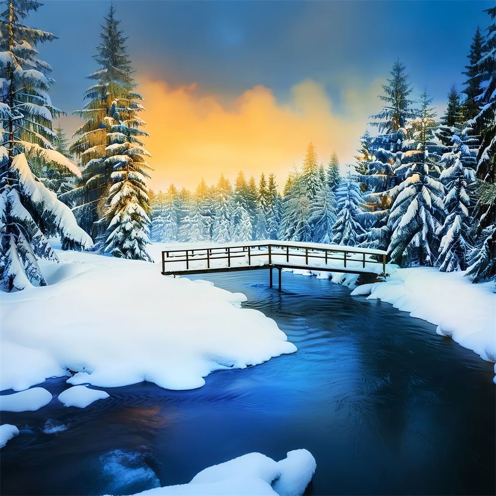 Schneebedeckter Wald Kulisse Frosted Pines Glow Kulisse LXX57-137