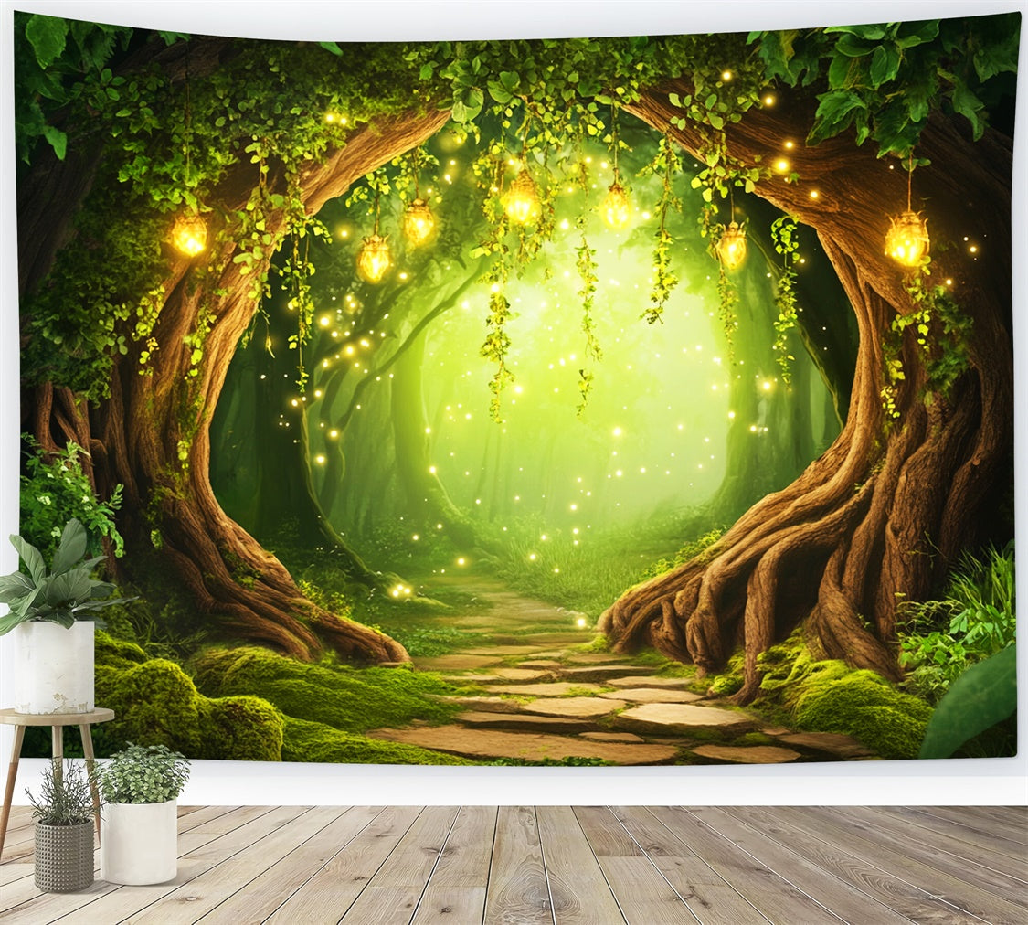 Verzauberter Wald Backdrops Glühwürmchen Zauberbogen Backdrop LXX57-138