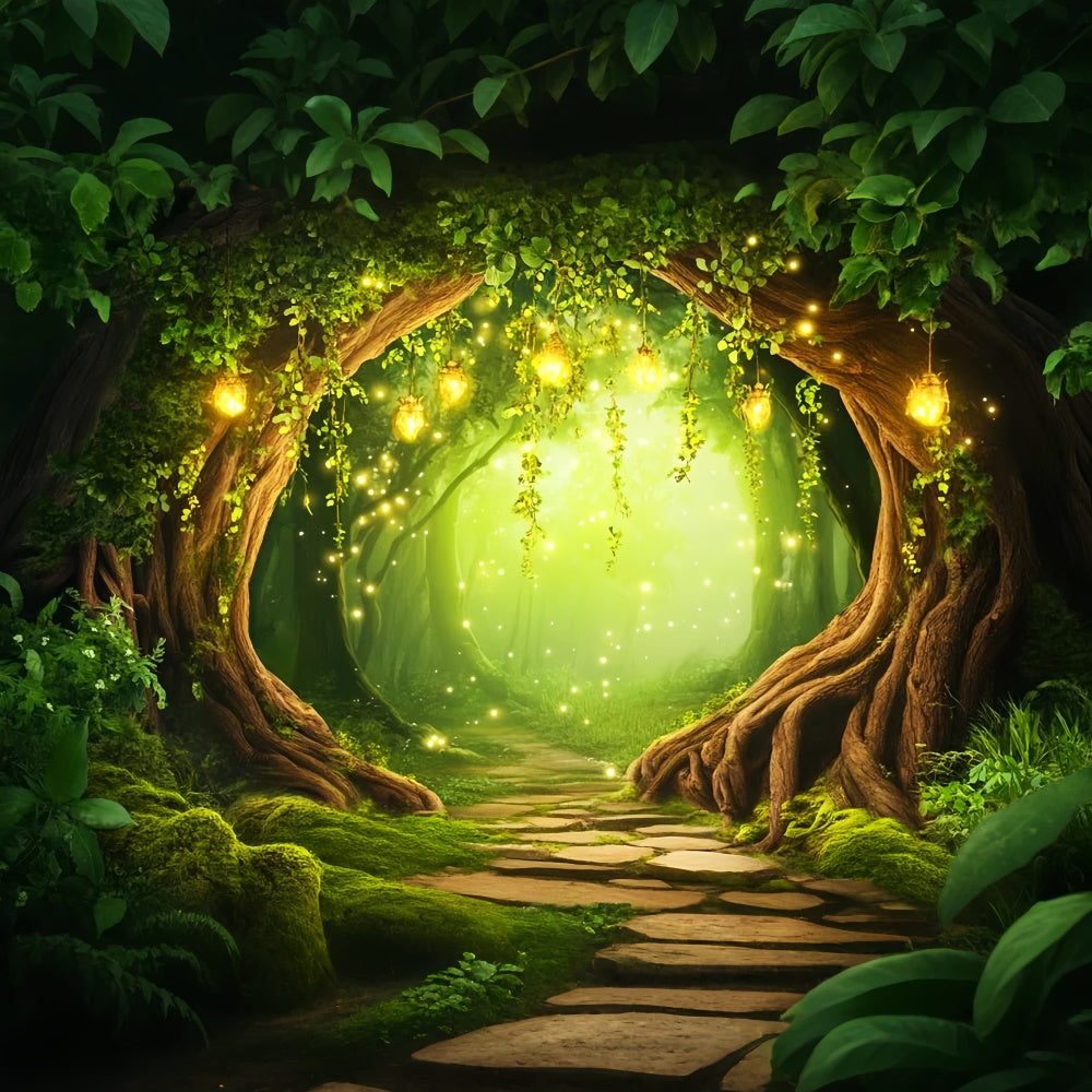 Verzauberter Wald Backdrops Glühwürmchen Zauberbogen Backdrop LXX57-138