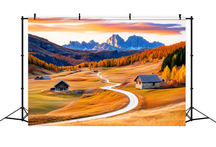 Herbst Fotohintergrund Kurvenreicher Pfad Berghintergrund LXX57-157