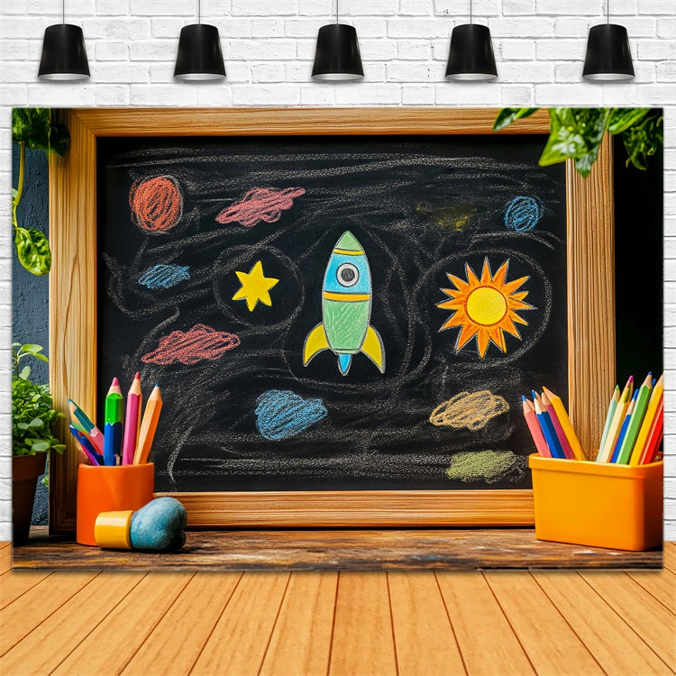 Back To School Fotohintergrund Outer Space Doodle Backdrop LXX57-30