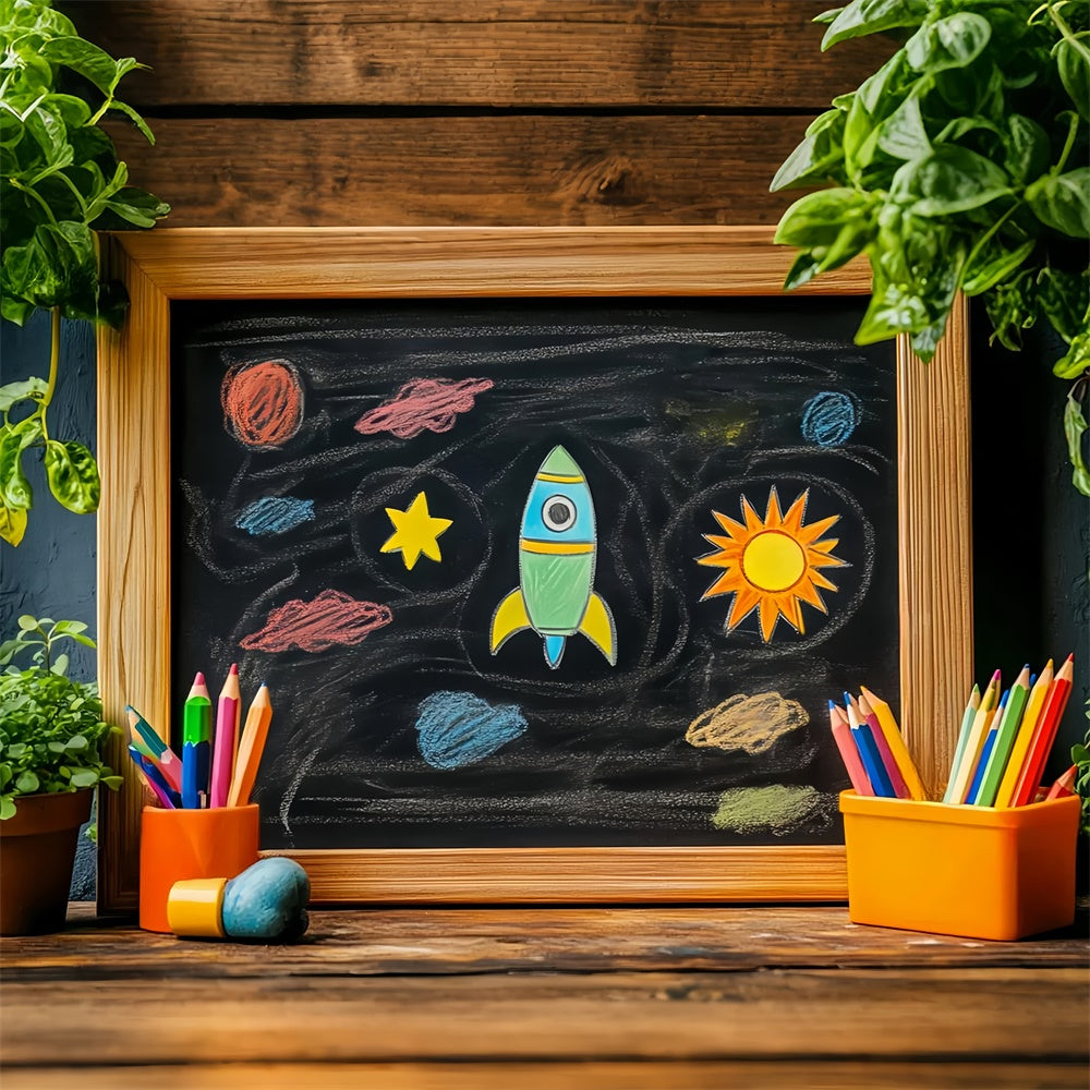 Back To School Fotohintergrund Outer Space Doodle Backdrop LXX57-30