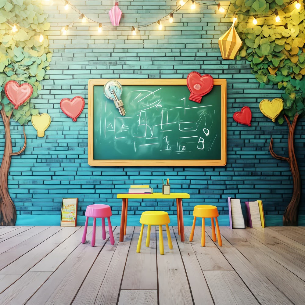 Back To School Backdrops Bright Learning Backdrop Backsteinwand LXX57-34