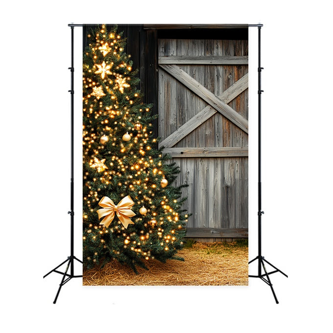 Scheune Holz Backdrop Golden Glow Weihnachten Foto Hintergrund LXX57-388