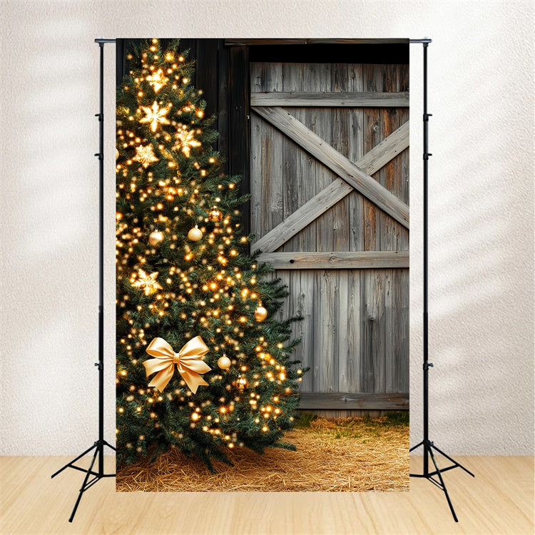 Scheune Holz Backdrop Golden Glow Weihnachten Foto Hintergrund LXX57-388