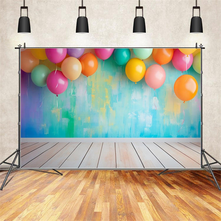 Back To School Fotohintergrund Helle Luftballons Study Backdrop LXX57-39