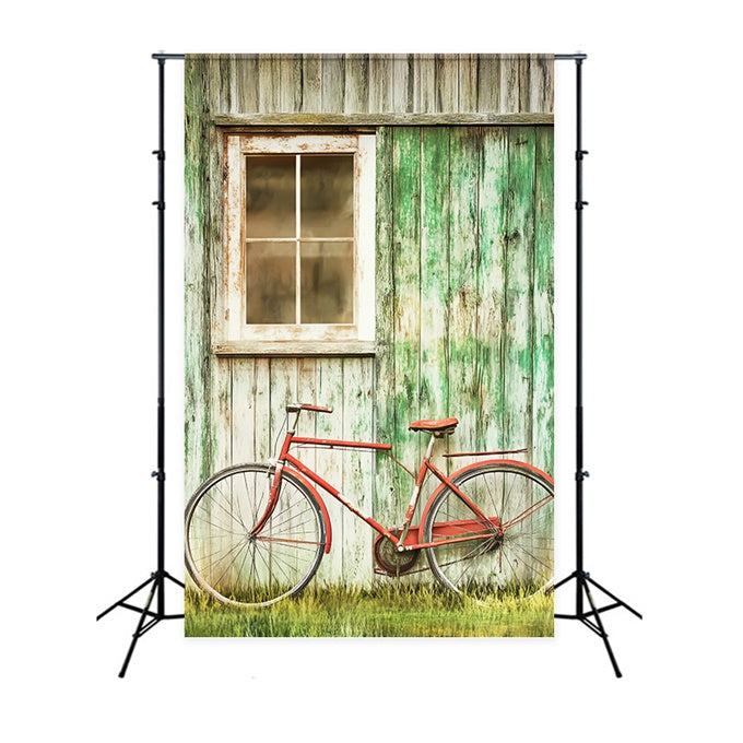 Rustikale Scheunen-Hintergrundkulisse Rustikale Wand-Fahrrad Foto Hintergrund LXX57-396