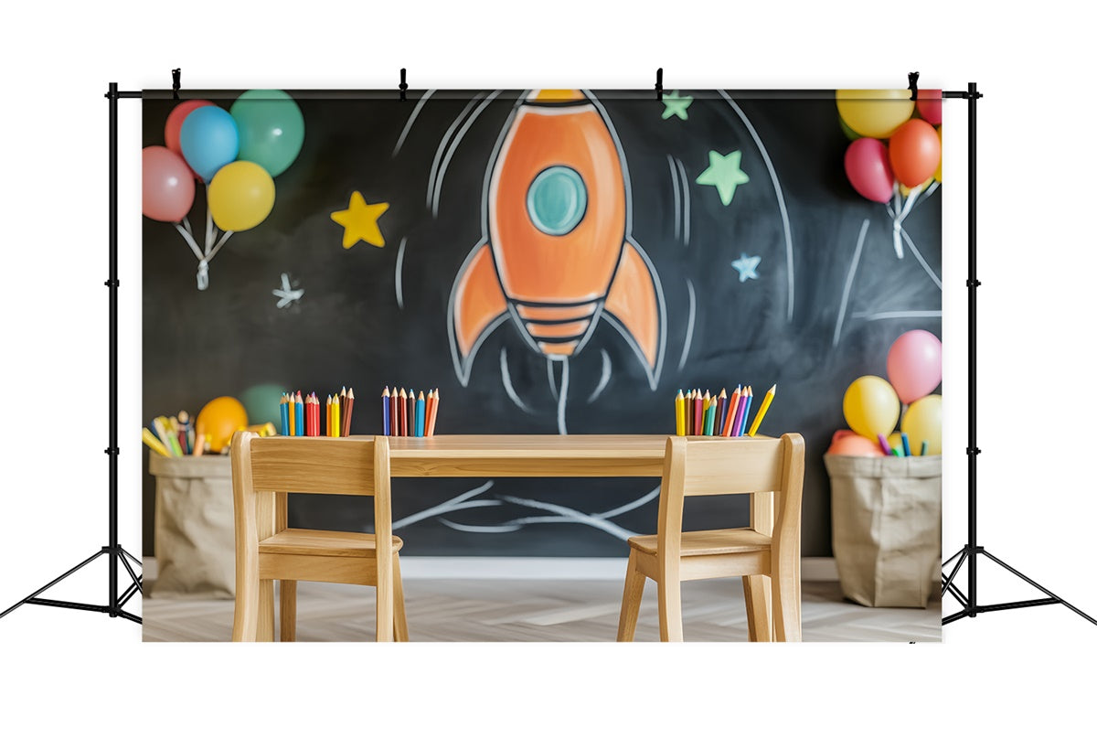 Kreidetafel Fotohintergrund Bleistift Ballon Studienhintergrund LXX57-42