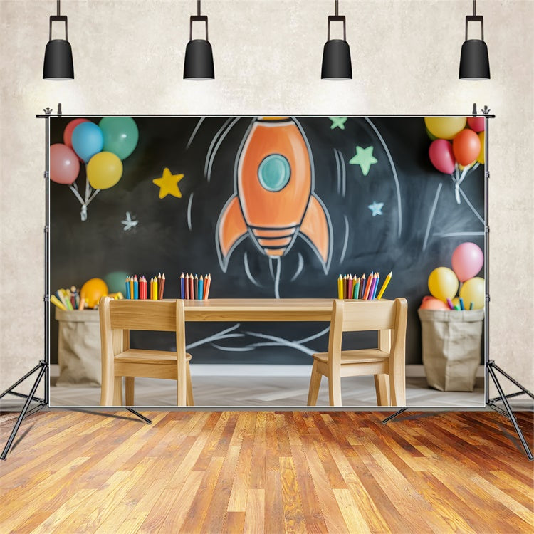Kreidetafel Fotohintergrund Bleistift Ballon Studienhintergrund LXX57-42
