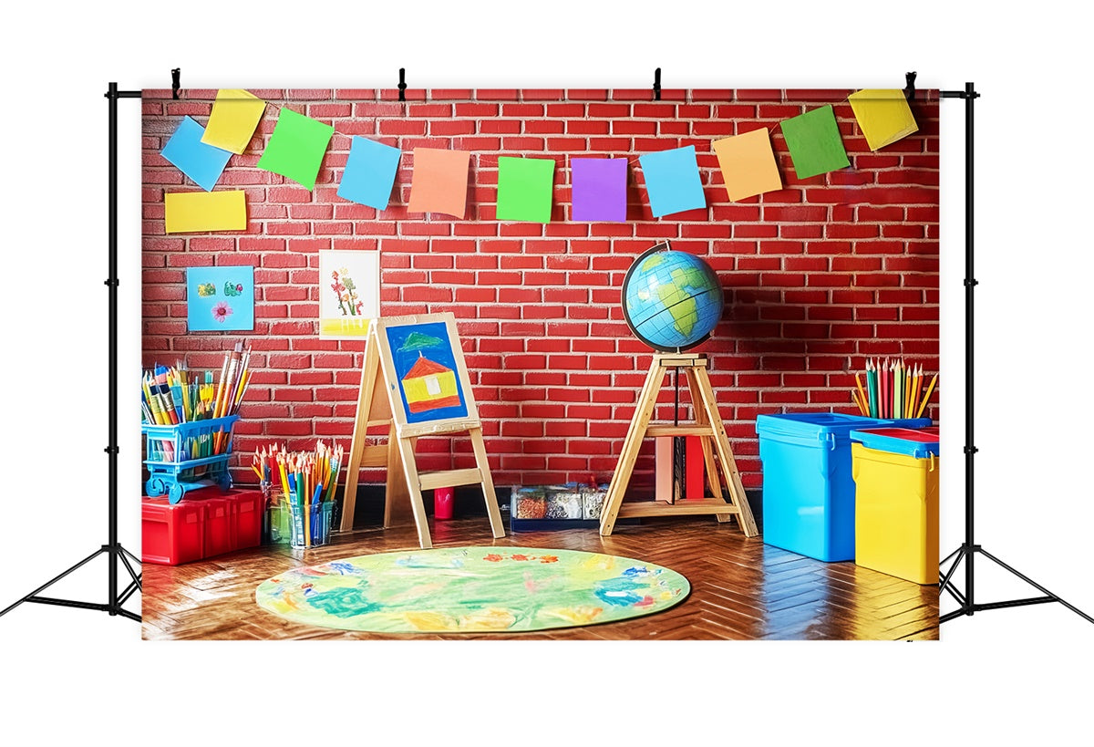 Back To School Fotohintergrund Backsteinmauer Kreativitätshintergrund LXX57-43