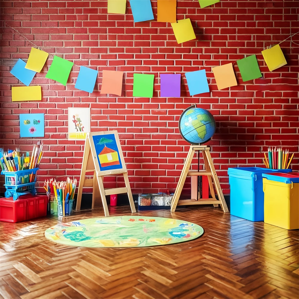 Back To School Fotohintergrund Backsteinmauer Kreativitätshintergrund LXX57-43