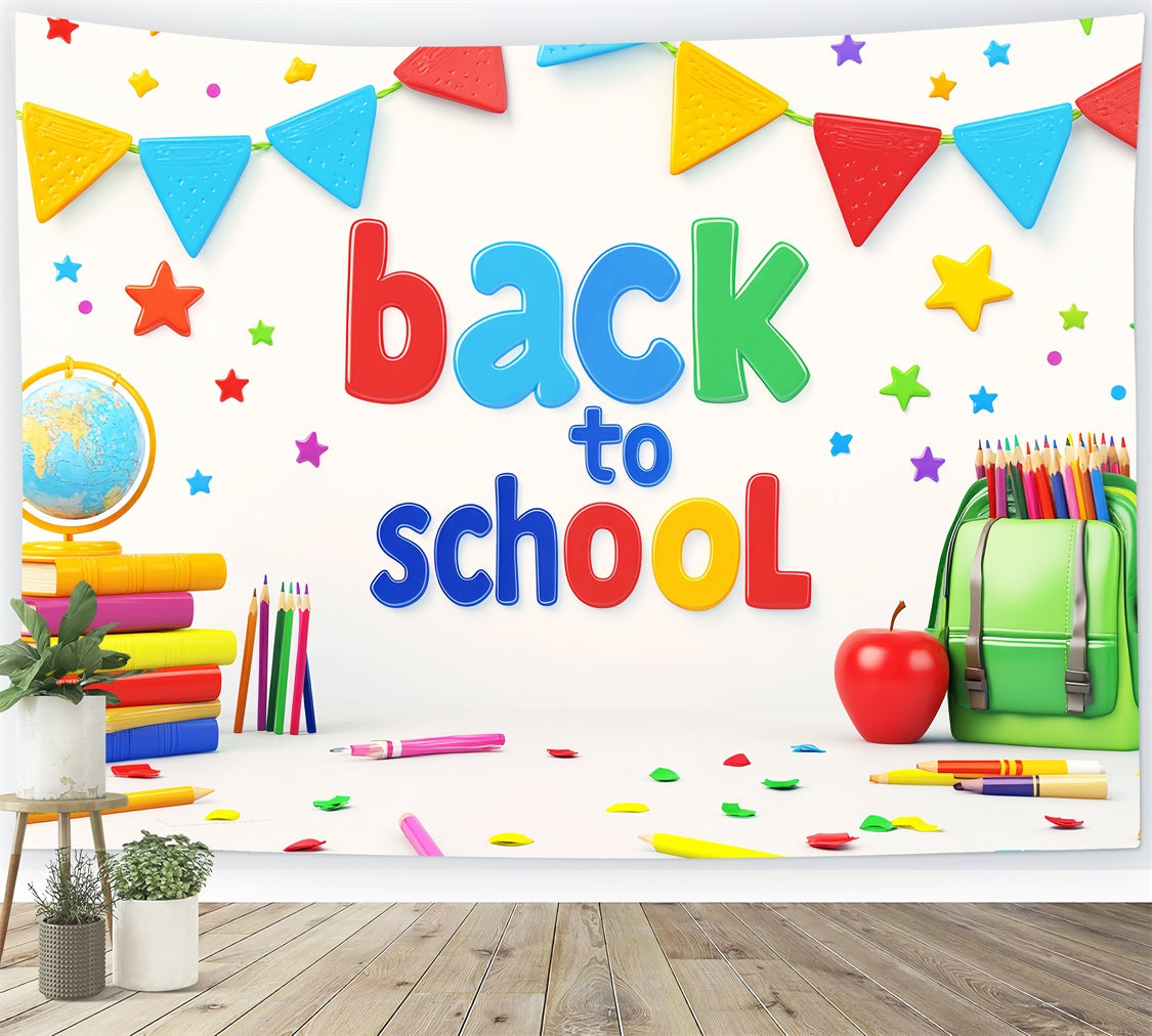 Schule Fotokulissen Regenbogen Buchstaben Spaß Hintergrund LXX57-46