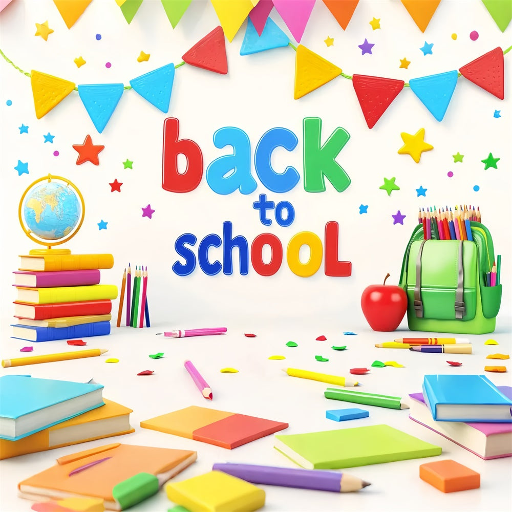 Schule Fotokulissen Regenbogen Buchstaben Spaß Hintergrund LXX57-46