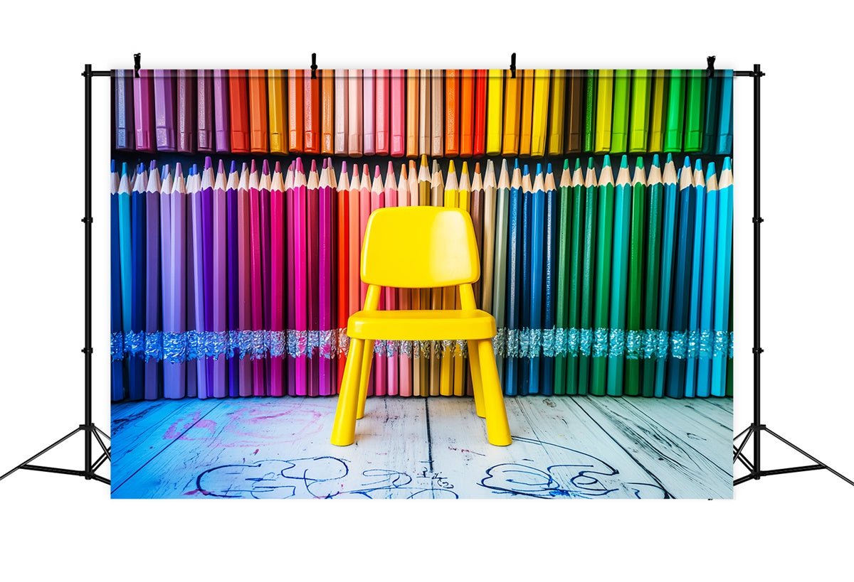 Back To School Backdrop Regenbogen Bleistiftsitz Backdrop LXX57-53
