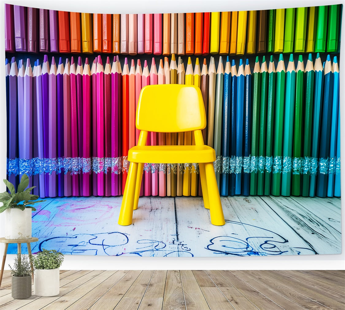Back To School Backdrop Regenbogen Bleistiftsitz Backdrop LXX57-53