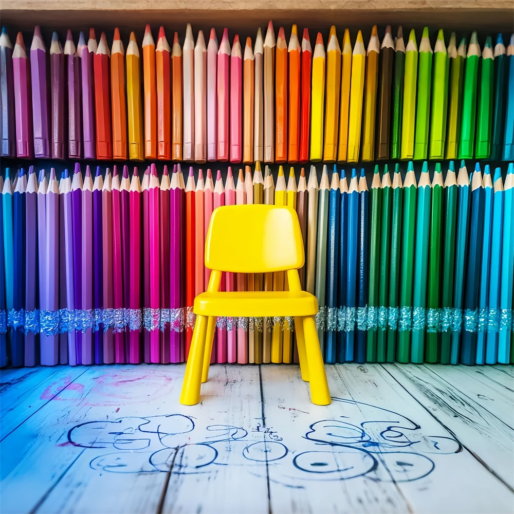 Back To School Backdrop Regenbogen Bleistiftsitz Backdrop LXX57-53